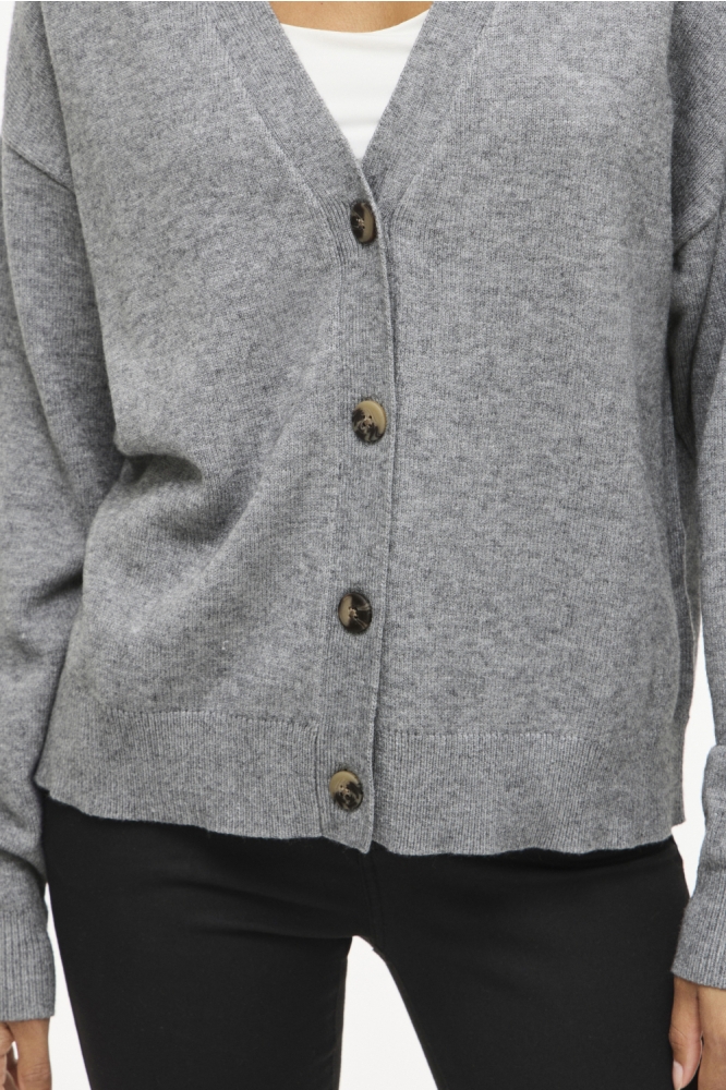 VIRIL V-NECK KNIT CARDIGAN - NOOS 14107411 Medium Gray Melange